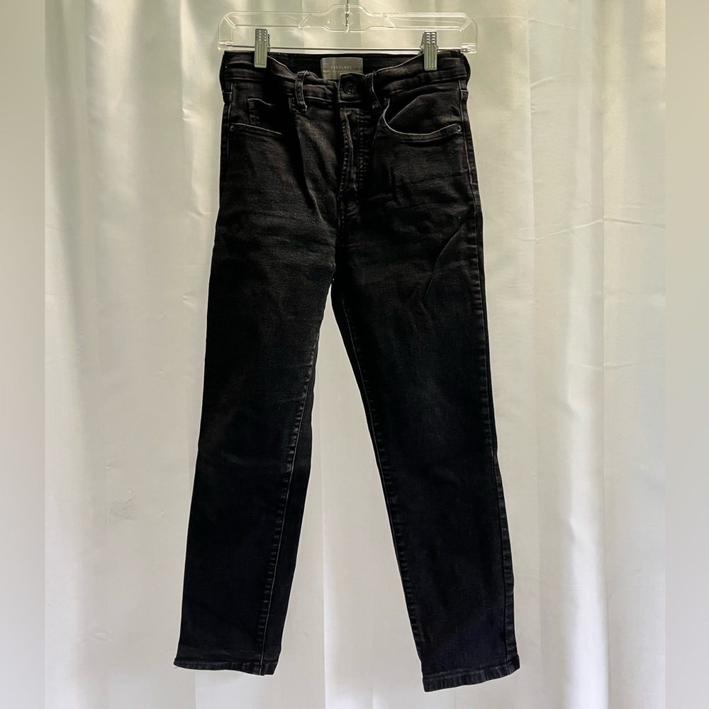 Everlane High Rise Slim Straight Black Jeans